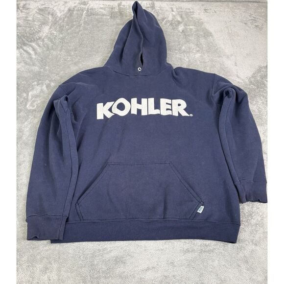 Vintage 80s Kohler Promo Pullover Hoodie Men's Size Large Blue - Picture 1 of 9